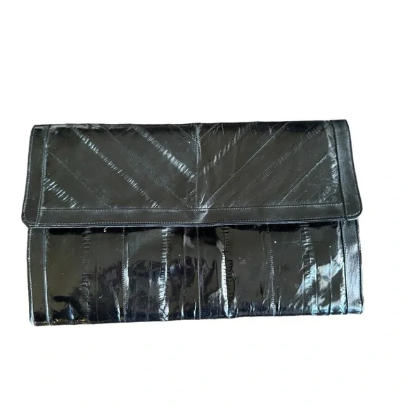 Vintage Black Eel skin clutch - Picture 1 of 8